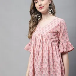 Rajnandini Ethnic Motifs Printed Bell Sleeve Cotton Top-picture-52