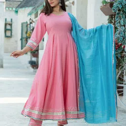 PHEETA Women Pink Gotta Patti Kurta with Trousers & With Dupatta-picture-36