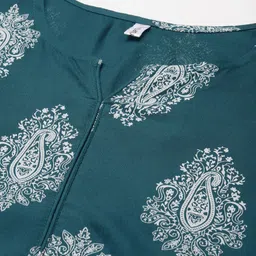 Yufta Women Teal Ethnic Motifs Printed Regular Kurta with Palazzos & With Dupatta image 2