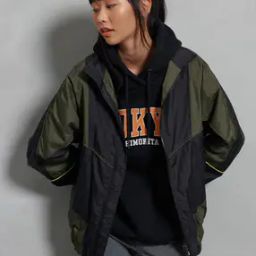 Splice Panelled Zip-Front Bomber Jacket-image-21