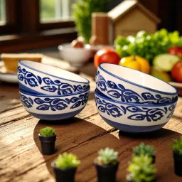 Ceramic Serving Bowl FARIYA Ceramic Serving Bowl Set of 3 – 300ml, 800ml, 1500ml (Multicolor) Disposable-image-99