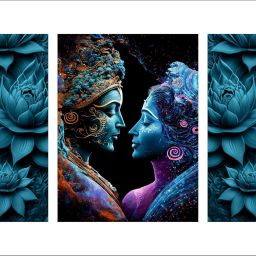 Set Of 3 Radha Krishna Wall Paintings For Home Décor Gift Items Digital Reprint 12 inch x 18 inch Painting-image-20