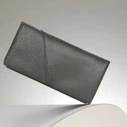 Women Casual Green Artificial Leather Wallet-image-82