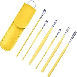 6 in 1 Ear Wax Cleaner Reusable Ear Cleaning Tools Leather Pouch-image-43