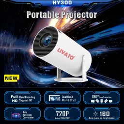 Livato HY300 Full HD Native 720P Support Android 11 Wifi BT Freestyle Auto Keystone (4500 lm / 1 Speaker / Wireless / Remote Controller) Portable Projector-26