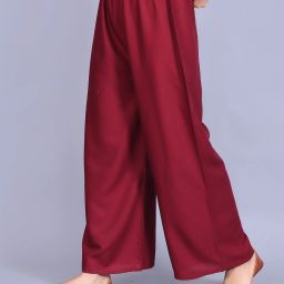 Women Flared Maroon Viscose Rayon Trousers-image-64