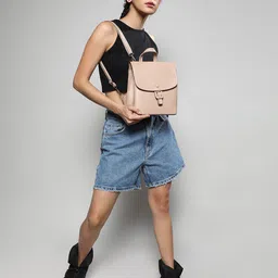 HAUTE SAUCE by  Campus Sutra Buckle Flap Non-Padded Small Leather Backpack-10