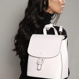 HAUTE SAUCE by  Campus Sutra Women Textured Leather Backpack-14