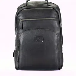 Picco Massimo Unisex Black Leather Laptop Backpack-image-2