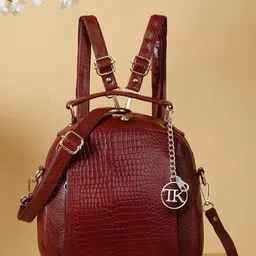 Teakwood Leathers Women Textured Small Leather Backpack-55