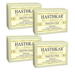 Hasthkar Set of 4 Musk Olive Handmade Soaps for All Skin Types - 125 g Each-77