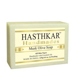 Hasthkar Set of 4 Musk Olive Handmade Soaps for All Skin Types - 125 g Each image 5