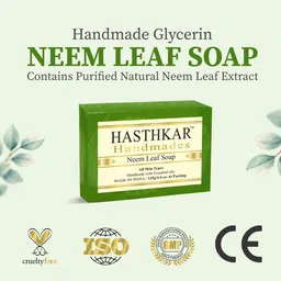Hasthkar Set of 4 Neem Leaf Handmade Soaps for All Skin Types - 125 g Each image 4
