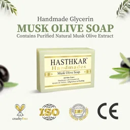 Hasthkar Set of 4 Musk Olive Handmade Soaps for All Skin Types - 125 g Each image 3