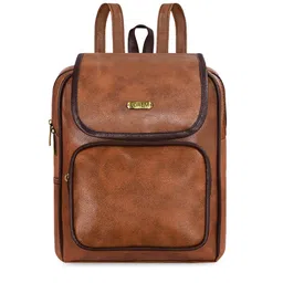 LOREM Women Brown & Black Leather Backpack-30