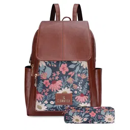 THE CLOWNFISH Women Floral Printed Backpack With Zip Pouch-14