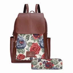 THE CLOWNFISH Women Floral Printed Backpack With Zip Pouch-17