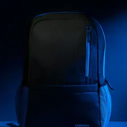 CARRIALL Unisex Black & Blue Backpack with Reflective Strip-54