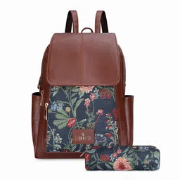 THE CLOWNFISH Women Floral Printed Backpack With Zip Pouch-52
