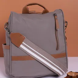 HAUTE SAUCE by  Campus Sutra Women Grey & Brown Solid Backpack-image-33