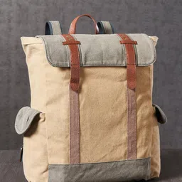 Mona B Unisex Brown Cotton Canvas Backpack-53