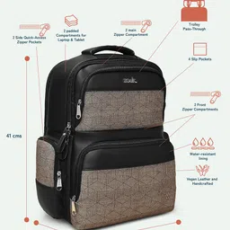 ZOUK Travancore Unisex Geometric Printed Backpack with Compression Straps image 5