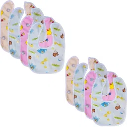 Baby Button Bibs Apron for Feeding and Drooling Cute Animated Print with Tich Button Double Layered Waterproof (Pack of 8)-image-25