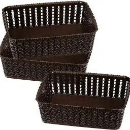 Plastic Multiuses Small M 15 Plastic Tray/Basket/Organizer Without Lid Pack of 3 (Brown) Storage Basket-image-1