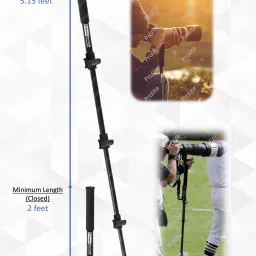 Prolite Monopod with Dual Mount Thread Adapter (1/4inch and 3/8inch) | Italian Flip Locks | Rubber Grip | Upto 10kg Payload Monopod image 4