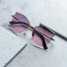 Gradient, UV Protection, Mirrored, Toughened Glass Lens Cat-eye, Round, Butterfly Sunglasses (Free Size)-7