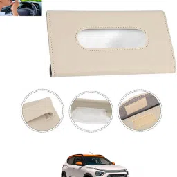 Beige Leatherite Rectangle Shape Fancy Design Tissue Dispencer For Car-275 Vehicle Tissue Dispenser-21