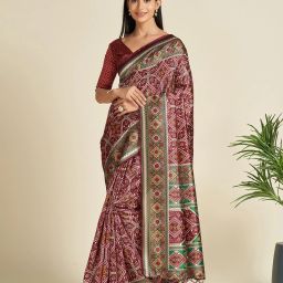 Printed Patola Silk Blend Saree-image-18