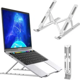 moreyaji Laptop Stand/Laptop Holder Riser/Computer Tablet Stand 6 Angles Adjustable Aluminum Ergonomic Foldable Portable Desktop Holder Compatible with MacBook All Other Notebook Laptop Stand Adjustable Computer Stand Ergonomic Portable Tablet Stand Foldable Compatible with MacBook (Silver) Laptop Stand image 2