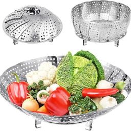 Vegetable Steamer Basket Stainless Steel Vegetable Steamer for Cooking Vegetable Steel Fruit & Vegetable Basket-image-40