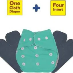 Adjustable Size Reusable Baby Potty Cloth Diapers With Charcoal Color Inserts Combo Pack (1 green Diaper + 4 Insert)-27