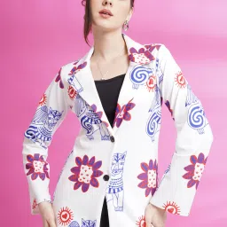 Women Printed Tuxedo Style Formal Blazer-picture-14