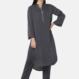 FFU Geometric Printed Regular Kurta With Trousers-21