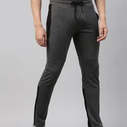 Joven Men Charcoal Grey Solid Cotton Trackpants-image-29