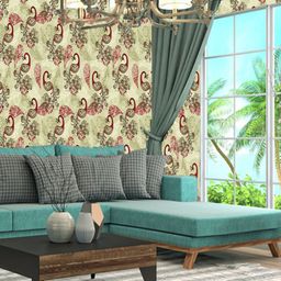 WallDaddy Beige & Red Peacock Printed Self Adhesive Wallpaper-picture-30