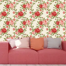 WallDaddy Pink & Red Rossy Rose-Printed Self-Adhesive Wallpaper-image-36