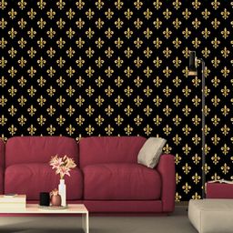 WallDaddy Black & Metallic Toned Stamp Flower Designed Self Adhesive Wallpaper-image-90