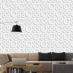 WallDaddy White Ring Designed Self Adhesive Wallpaper-0