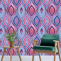 WallDaddy Blue & Pink Ethnic Printed Self Adhesive Wallpaper-image-16