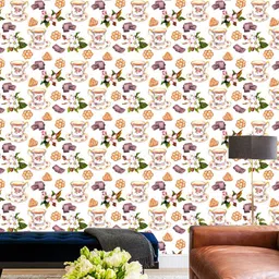 WallDaddy White & Orange Conversational Printed Self-Adhesive Wallpaper-23
