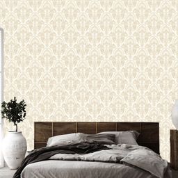 WallDaddy White & Beige Tru Stamp Designed Self Adhesive Wallpaper-50