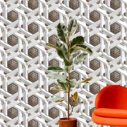 WallDaddy White & Metallic-toned Geometric Designed Self Adhesive Wallpaper-image-92