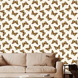 WallDaddy White & Orange-color Titli Designed Self Adhesive Wallpaper-6