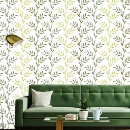 WallDaddy White & Green Leaf Designed Self Adhesive Wallpaper For Wall-image-85
