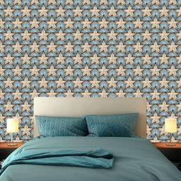 WallDaddy Green & Brown Star Printed Wall Paper-24