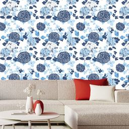 WallDaddy Blue & White Flower Leaf Design Self Adhesive Wallpaper For Wall-image-41